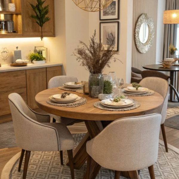 WalnutHaven Aria 5-Seater Dining Table Set