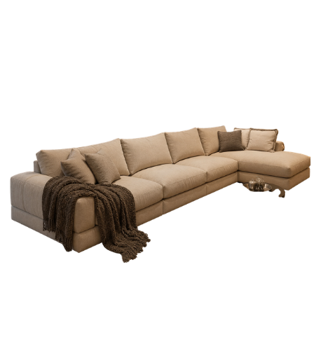 Modern L-Shaped Fabric Sectional Sofa